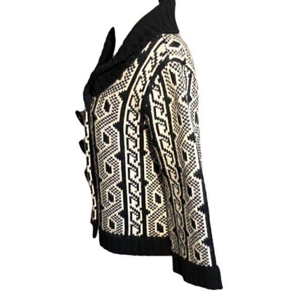 0636 Milly Of New York Geometric Print Knit Cashmere Cardigan Size L NWOT - Picture 2 of 8